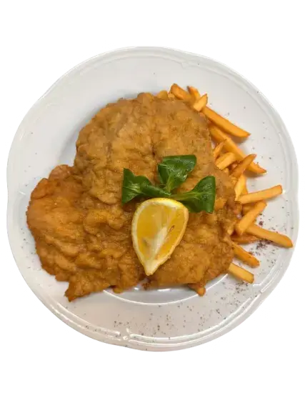Klassisches Wiener Schnitzel vom Kalb, goldbraun gebraten in Butterschmalz